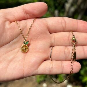 18K Gold Plated Stainless Steel Dainty Diamond Orange Necklace